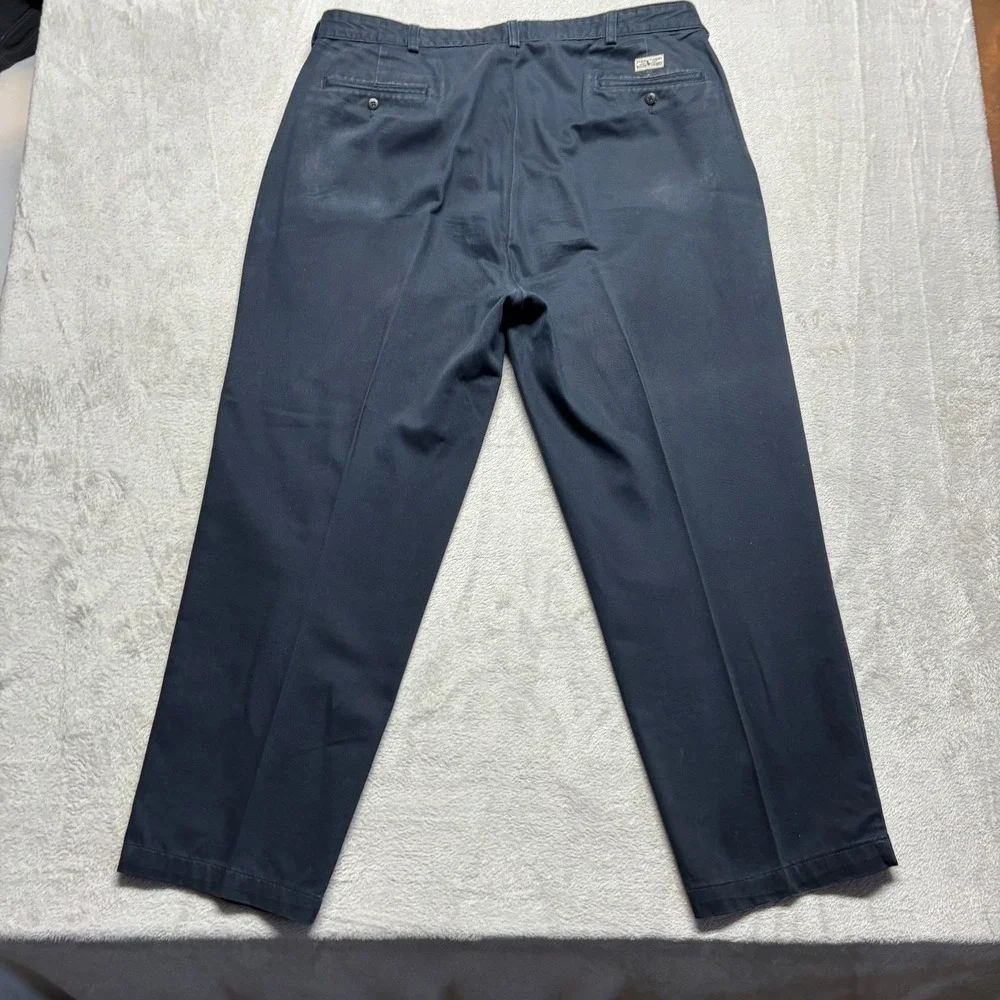 VTG Polo Ralph Lauren Pants Mens 40x30 Fits‎ 38x30 Blue Andrew Pleated Chino USA
